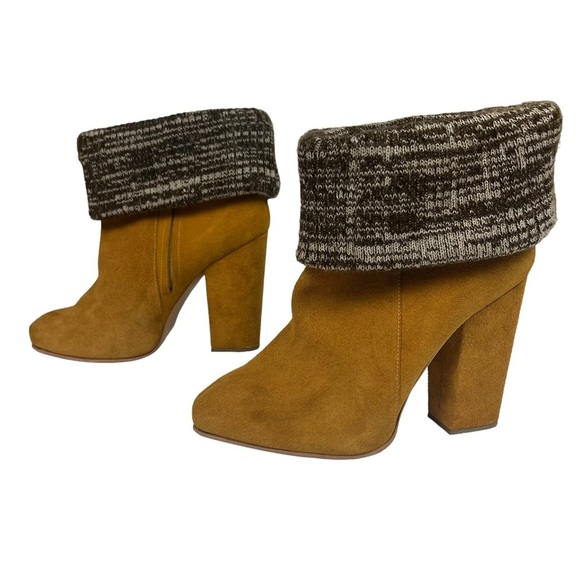 Rachel Comey Colton Suede Knit Cuffed Heeled Ankle Boots Women's Brown Size 8.5 - Picture 3 of 12